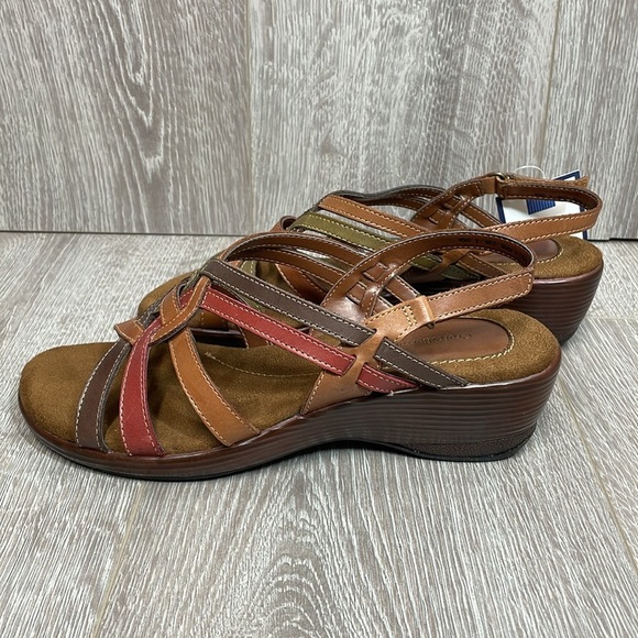 NWT Croft & Barrow Multicolored Strappy Leather Wedge Kaylie Comfort Sandals 9 M - Picture 4 of 16